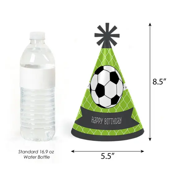 Big Dot of Happiness Goaaal - Soccer - Cone Happy Birthday Party Hats for Kids and Adults - Set of 8 (Standard Size) {4}