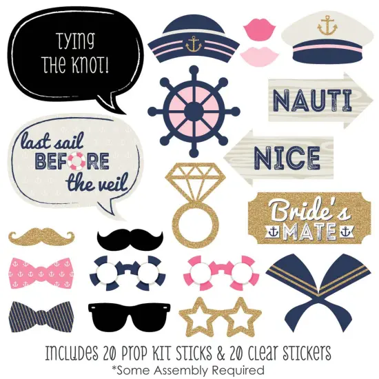 Big Dot of Happiness Nautical Bachelorette - Last Sail Before the Veil Bachelorette Party Photo Booth Props Kit - 20 Count {3}