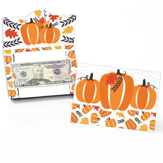 Big Dot of Happiness Fall Pumpkin - Halloween or Thanksgiving Party Money and Gift Card Holders - Set of 8 {1}