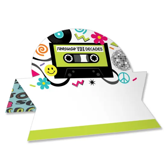 Big Dot of Happiness Through the Decades - 50s, 60s, 70s, 80s, and 90s Party Tent Buffet Card - Table Setting Name Place Cards - Set of 24 {1}