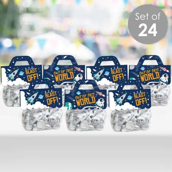 Big Dot of Happiness Blast Off to Outer Space Rocket Ship Baby Shower or Birthday Party Clear Goodie Favor Bag Labels Candy Bags with Toppers 24 Ct {3}