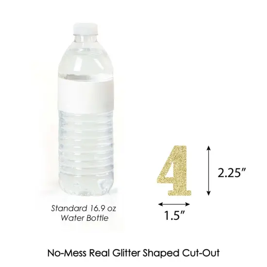 Big Dot of Happiness Gold Glitter 4 - No-Mess Real Gold Glitter Cut-Out Numbers - 4th Birthday Party Confetti - Set of 24 {4}