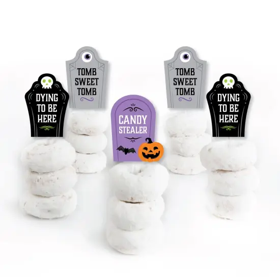 Big Dot of Happiness Cute and Colorful Tombstones - Dessert Cupcake Toppers - Kids Halloween Party Clear Treat Picks - Set of 24 {3}