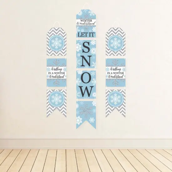 Big Dot of Happiness Winter Wonderland - Hanging Vertical Paper Door Banners - Snowflake Holiday Party & Winter Wedding Wall Kit - Indoor Door Decor {4}