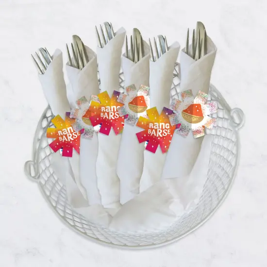 Big Dot of Happiness Holi Hai - Festival of Colors Party Paper Napkin Holder - Napkin Rings - Set of 24 {4}