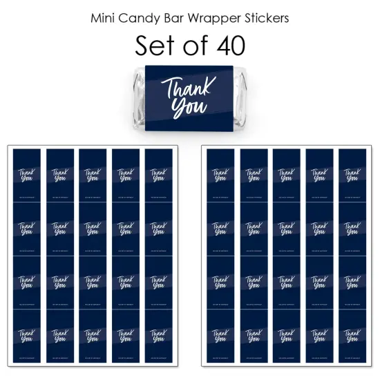 Big Dot of Happiness Navy Blue Elegantly Simple - Mini Candy Bar Wrapper Stickers Party Small Favors 40 Ct {4}
