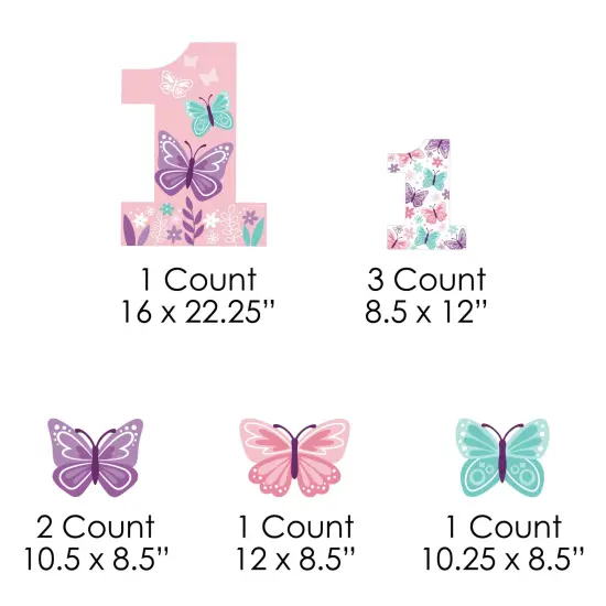 Big Dot of Happiness 1st Birthday Beautiful Butterfly - Yard Sign and Outdoor Lawn Decorations - Floral First Birthday Party Yard Signs - Set of 8 {7}
