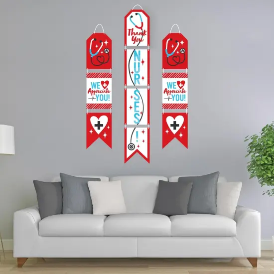 Big Dot of Happiness Thank You Nurses - Hanging Vertical Paper Door Banners - Nurse Appreciation Week Wall Decoration Kit - Indoor Door Decor {3}