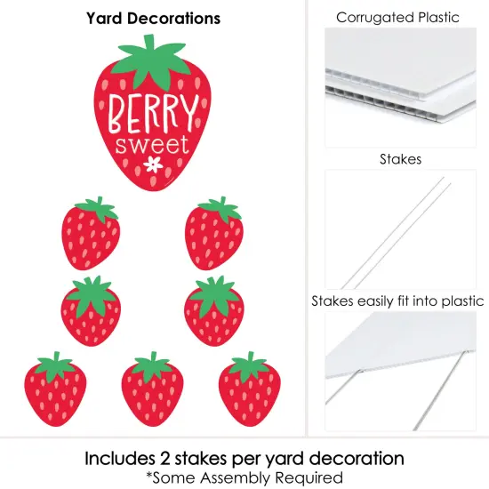 Big Dot of Happiness Berry Sweet Strawberry - Yard Sign and Outdoor Lawn Decorations - Fruit Themed Birthday Party or Baby Shower Yard Signs - 8 Ct {6}
