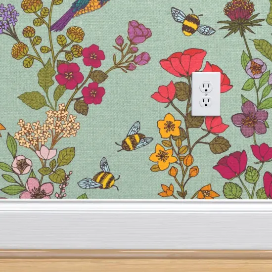 Peel & Stick Wallpaper 2FT Wide Victorian Garden Traditional Chinoiserie Flower Custom Removable Wallpaper by Spoonflower {4}