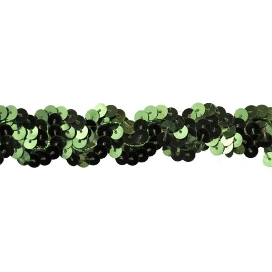 Belagio Sequin Trim, 1" Wide, Serpentine Design, 10-Yard Bolt, Emerald {1}