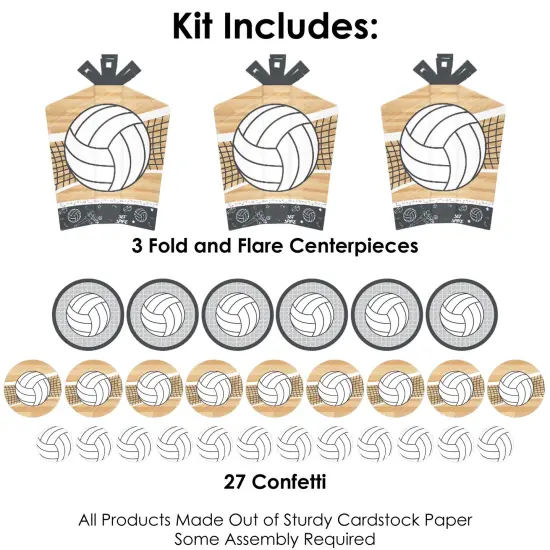 Big Dot of Happiness Bump, Set, Spike - Volleyball - Baby Shower or Birthday Party Decor and Confetti - Terrific Table Centerpiece Kit - Set of 30 {4}