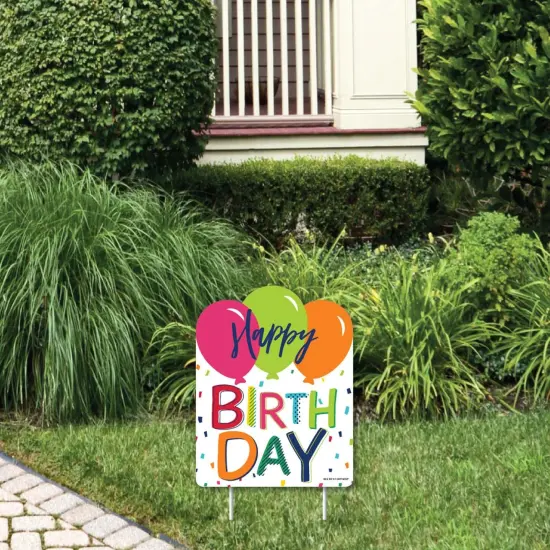 Big Dot of Happiness Cheerful Happy Birthday - Outdoor Lawn Sign - Colorful Birthday Party Yard Sign - 1 Piece {1}