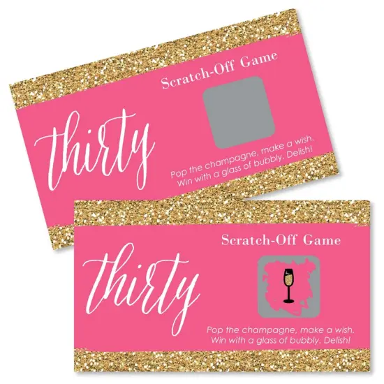 Big Dot of Happiness Chic 30th Birthday - Pink and Gold - Birthday Party Game Scratch Off Cards - 22 Count {1}
