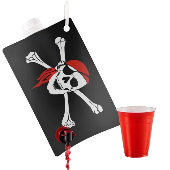 Party Flasks Pirate Flag Adult 2 liter Flasks Make the Perfect Drink Dispenser for Your Pirate Party Supplies, Summer Beach or Pool Party, Sports Tailgating, Funny Gifts, and More {1}