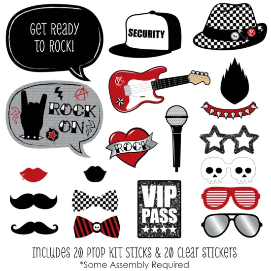 Big Dot of Happiness Party Like a Rockstar - Photo Booth Props Kit - 20 Count {3}