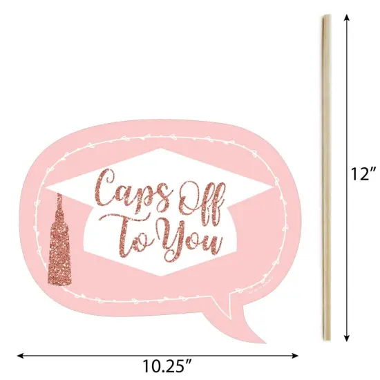 Big Dot of Happiness Funny Rose Gold Grad - Graduation Party Photo Booth Props Kit - 10 Piece {4}
