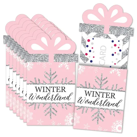Big Dot of Happiness Pink Winter Wonderland - Holiday Snowflake Party & Baby Shower Money and Gift Card Sleeves - Nifty Gifty Card Holders - Set of 8 {1}