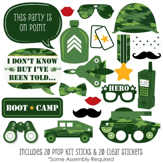 Big Dot of Happiness Camo Hero - Army Military Camouflage Party Photo Booth Props Kit - 20 Count {3}