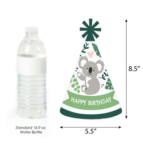Big Dot of Happiness Koala Cutie - Cone Happy Birthday Party Hats for Kids and Adults - Set of 8 (Standard Size) {4}