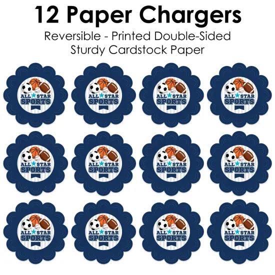 Big Dot of Happiness Go, Fight, Win - Sports - Baby Shower or Birthday Party Round Table Decorations - Paper Chargers - Place Setting For 12 {7}