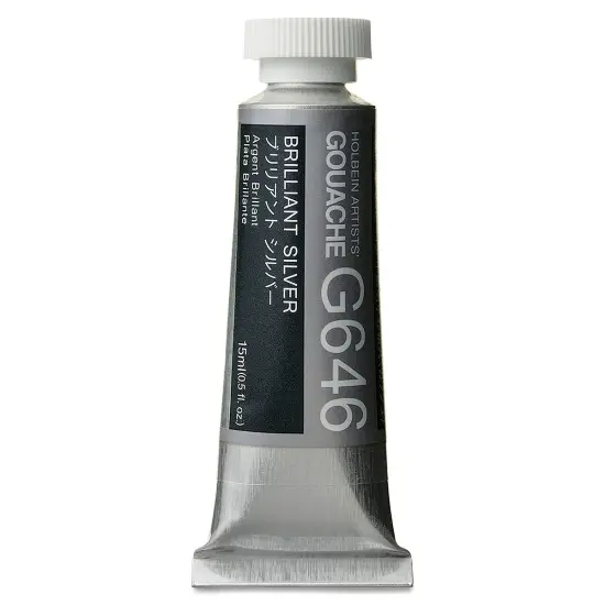 Holbein Artists' Gouache - Brilliant Silver, 15 ml tube {2}