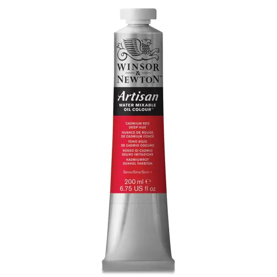 Winsor & Newton Artisan Water Mixable Oil Paint - Cadmium Red Deep Hue, 200 ml tube {1}
