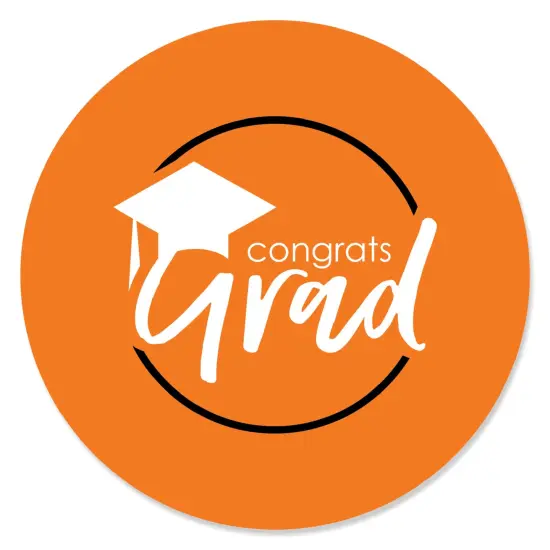Big Dot of Happiness Orange Grad - Best is Yet to Come - Orange Graduation Party Circle Sticker Labels - 24 Count {1}