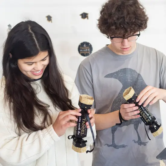 Big Dot of Happiness Gold Graduation DIY Cracker Boxes - No Snap Party Table Favors - Set of 12 {3}