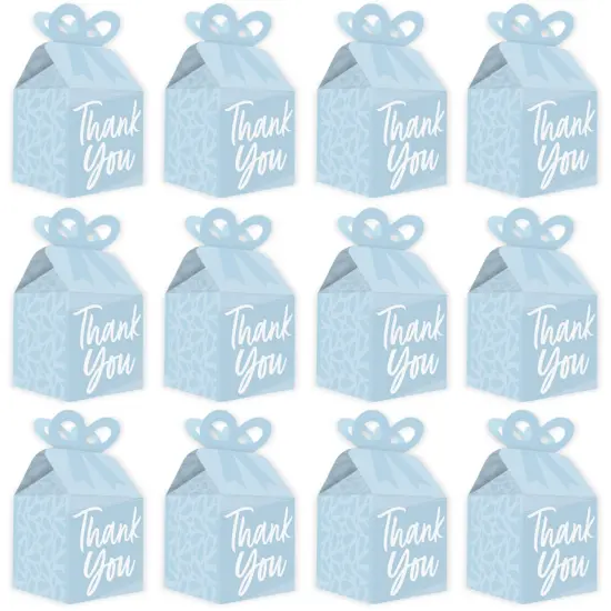 Big Dot of Happiness Dusty Blue Elegantly Simple - Square Favor Gift Boxes - Guest Party Favors Bow Boxes - Set of 12 {6}