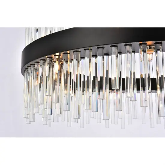 Dallas 32 inch round crystal pendant in black {4}