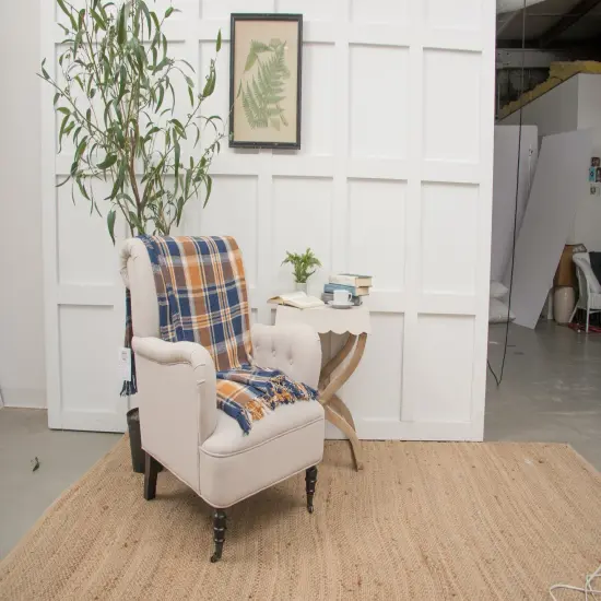 Navy and Gold Plaid 50" x 60" Throw Blanket {4}