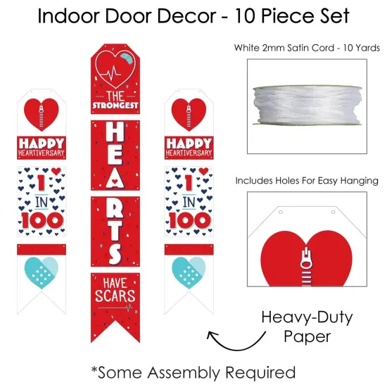 Big Dot of Happiness Happy Heartiversary - Hanging Vertical Paper Door Banners - CHD Awareness Wall Decoration Kit - Indoor Door Decor {6}