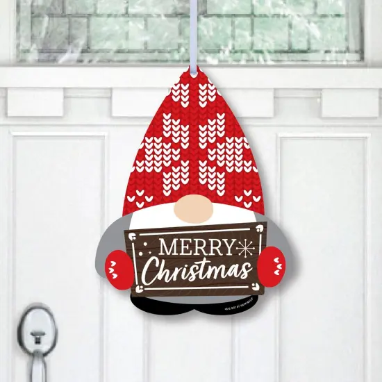 Big Dot of Happiness Christmas Gnomes - Hanging Porch Holiday Party Outdoor Decorations - Front Door Decor - 1 Piece Sign {1}