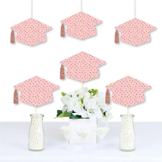 Big Dot of Happiness Rose Gold Grad - Grad Cap Decorations DIY Graduation Party Essentials - Set of 20 {3}