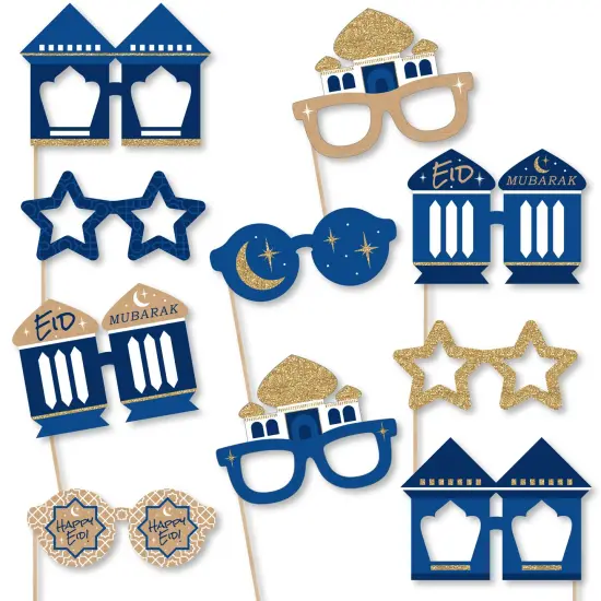 Big Dot of Happiness Eid Mubarak Glasses - Ramadan Party Paper Card Stock Happy Eid Photo Booth Props Kit - 10 Count {1}