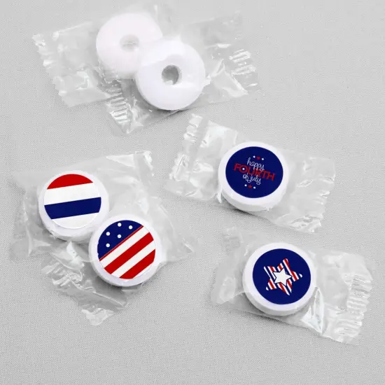 Big Dot of Happiness 4th of July - Independence Day Round Candy Sticker Favors - Labels Fits Hershey&lsquo;s Kisses (1 Sheet of 108) {4}