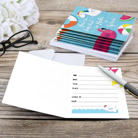 Big Dot of Happiness Make a Splash - Pool Party - Fill-in Summer Swimming Party or Birthday Party Invitations (8 Count) {6}