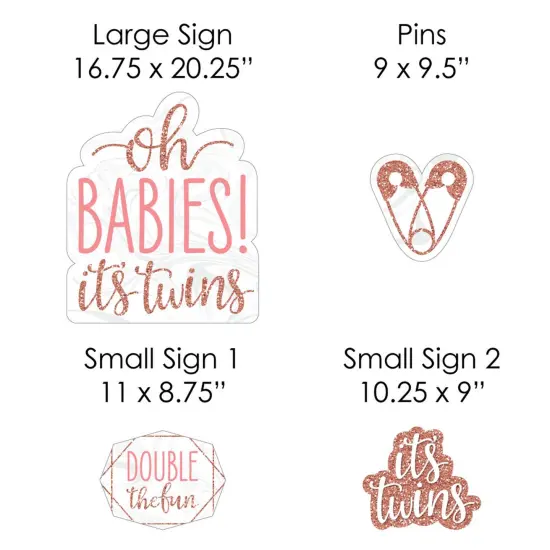 Big Dot of Happiness It's Twin Girls - Yard Sign and Outdoor Lawn Decorations - Pink and Rose Gold Twins Baby Shower Yard Signs - Set of 8 {7}
