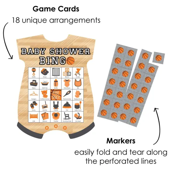 Big Dot of Happiness Nothin' but Net - Basketball - Picture Bingo Cards and Markers - Baby Shower Shaped Bingo Game - Set of 18 {3}