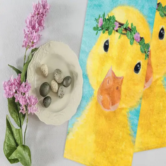 Clover Duckling Easter Spring Theme Printed Flour Sack Kitchen Dishtowel {4}