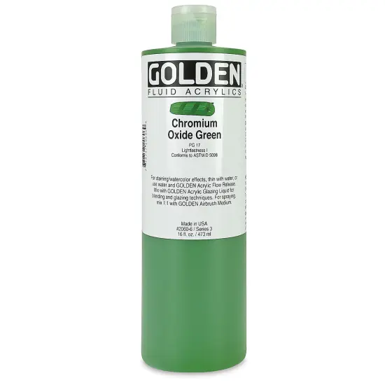 Golden Fluid Acrylics - Chromium Oxide Green, 16 oz bottle {2}