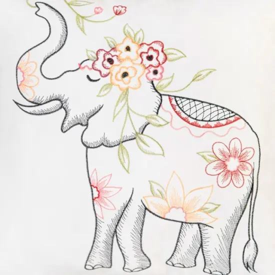 Tropical Elephant Indoor / Outdoor Embroidered Throw Pillow, 18" x 18" {4}