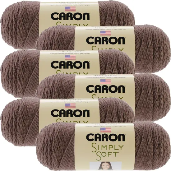 Multipack of 6 - Caron Simply Soft Solids Yarn-Taupe {1}