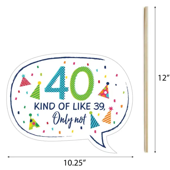 Big Dot of Happiness 40th Birthday - Cheerful Happy Birthday - Colorful Fortieth Birthday Party Photo Booth Props Kit - 20 Count {7}