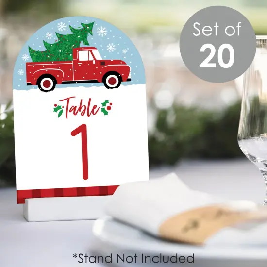 Big Dot of Happiness Merry Little Christmas Tree - Red Truck Christmas Party Double-Sided 5 x 7 inches Cards - Table Numbers - 1-20 {3}
