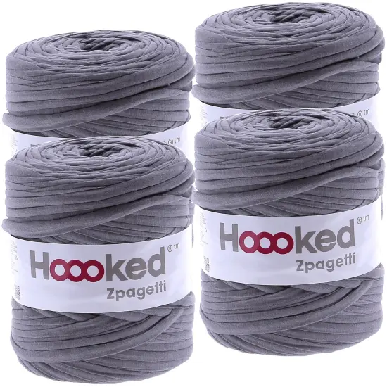 Multipack of 4 - Hoooked Zpagetti Yarn-Anthracite Gray - Dark Gray Shades {1}