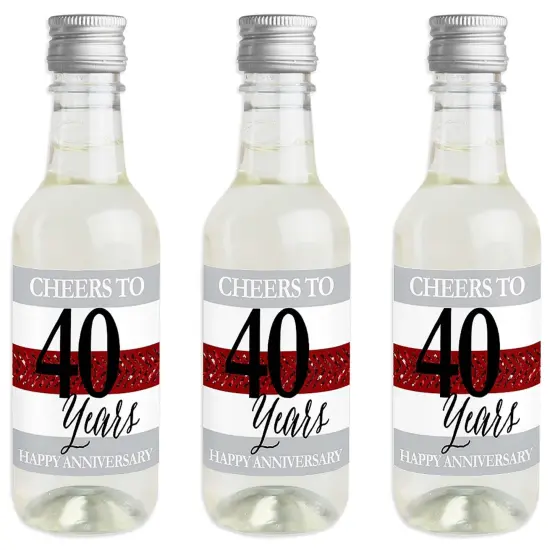 Big Dot of Happiness We Still Do - 40th Wedding Anniversary - Mini Wine and Champagne Bottle Label Stickers - Anniversary Party Favor Gift - Set of 16 {1}