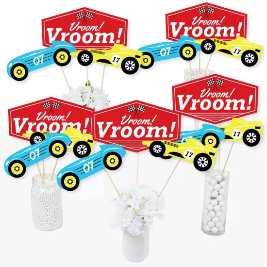 Big Dot of Happiness Let's Go Racing - Racecar - Race Car Birthday Party or Baby Shower Centerpiece Sticks - Table Toppers - Set of 15 {3}
