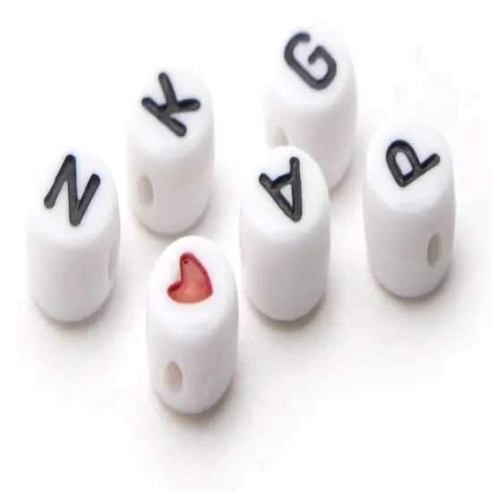 CousinDIY Alphabet Beads 7mm 250/Pkg-White Round With Black Letter {4}